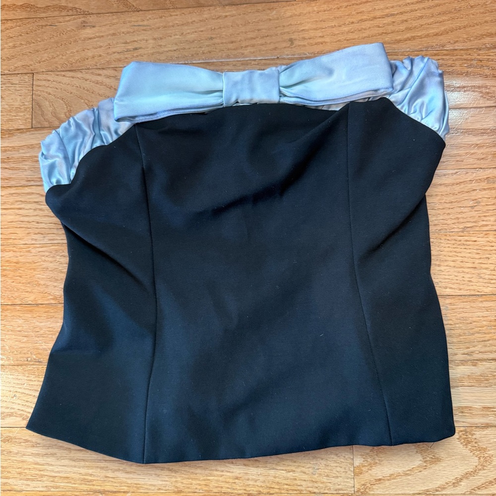 Zara Strapless Corset Top in Black Size m with slight discoloration on bow